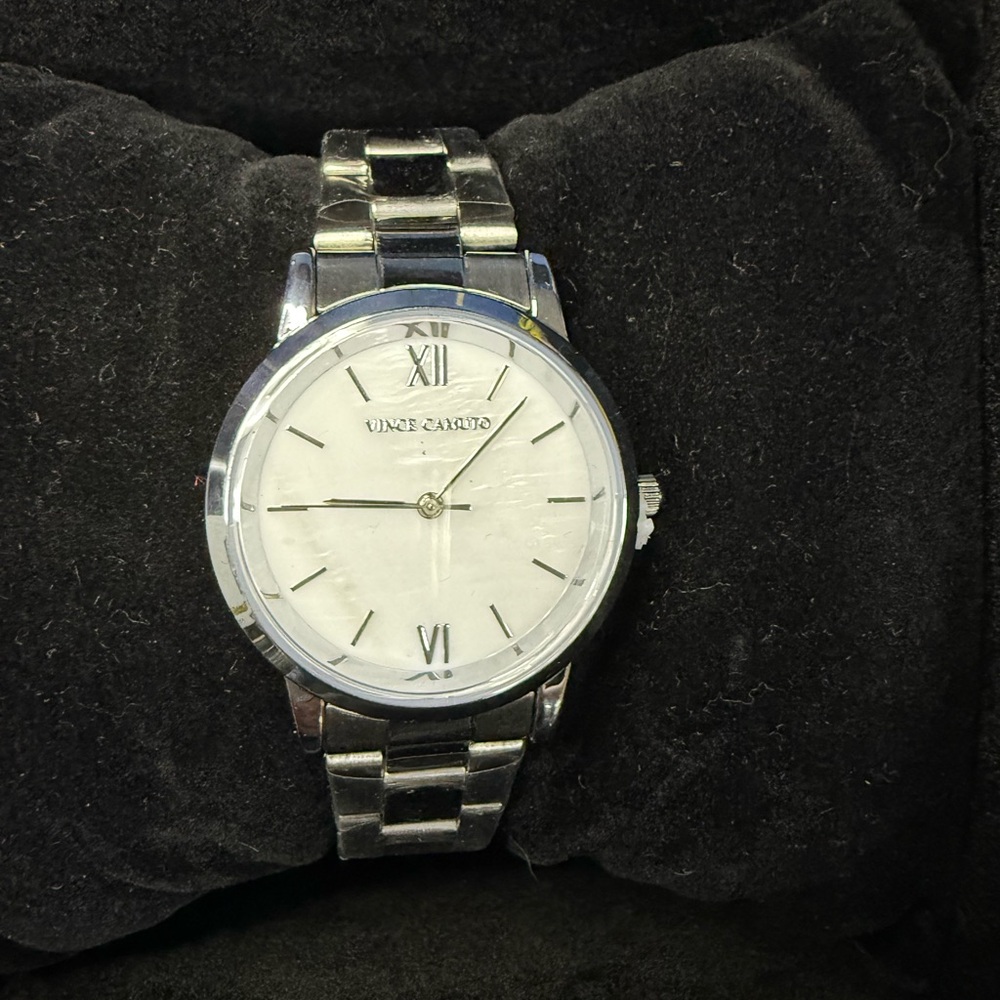 Vince Camuto Silver-Tone Watch with White Dial